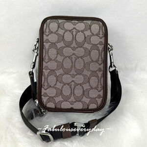 Coach Stanton Crossbody Bag In Signature Jacquard/Sv/Maple CH097 NWT